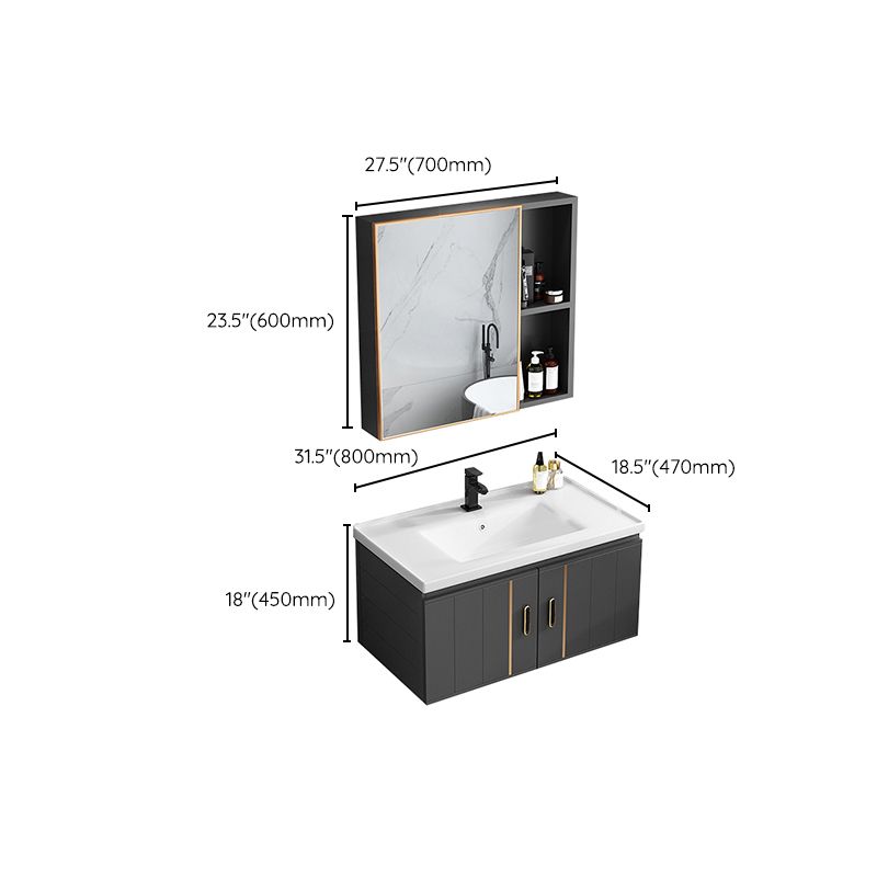 Single Sink Bath Vanity Black Wall Mount Modern Metal Base Vanity Set Clearhalo 'Bathroom Remodel & Bathroom Fixtures' 'Bathroom Vanities' 'bathroom_vanities' 'Home Improvement' 'home_improvement' 'home_improvement_bathroom_vanities' 1200x1200_b88468f6-0456-49c6-bf40-4d16bcfcfc58