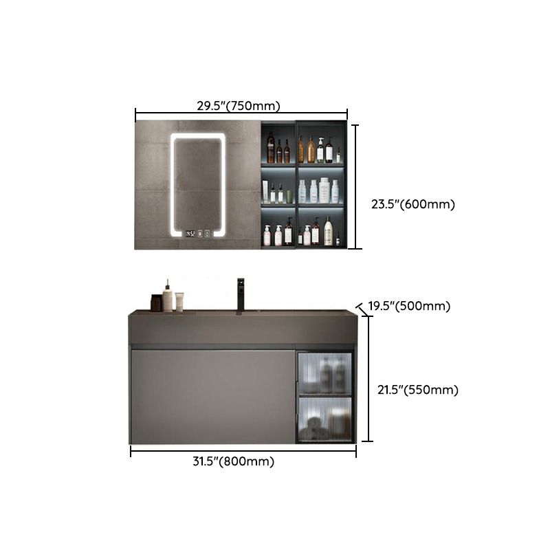 Modern Bathroom Vanity Cabinet Wall-Mounted One Drawer and Shelving Clearhalo 'Bathroom Remodel & Bathroom Fixtures' 'Bathroom Vanities' 'bathroom_vanities' 'Home Improvement' 'home_improvement' 'home_improvement_bathroom_vanities' 1200x1200_b8c55048-0f0a-4854-a2ab-d02e02a9278d