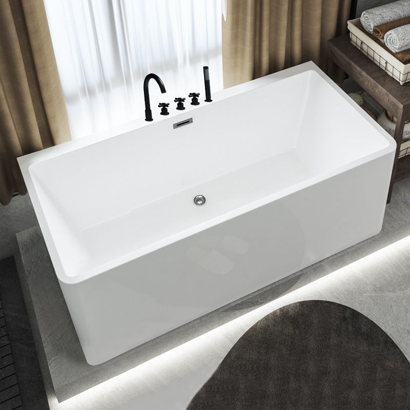 Rectangular Freestanding Back to Wall Bathtub Modern Acrylic-Fiberglass Bath Tub Clearhalo 'Bathroom Remodel & Bathroom Fixtures' 'Bathtubs' 'Home Improvement' 'home_improvement' 'home_improvement_bathtubs' 'Showers & Bathtubs' 1200x1200_b8ca2359-6b42-473d-a62e-1761f93b0563