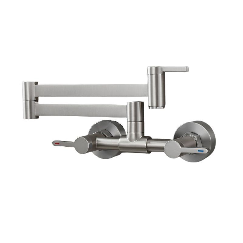 Modern Pull Down 2-Handle Pot Filler Low Profile Wall-mounted Faucet Clearhalo 'Home Improvement' 'home_improvement' 'home_improvement_kitchen_faucets' 'Kitchen Faucets' 'Kitchen Remodel & Kitchen Fixtures' 'Kitchen Sinks & Faucet Components' 'kitchen_faucets' 1200x1200_b8d2235f-6d35-4552-b8a0-4a0c3972046c
