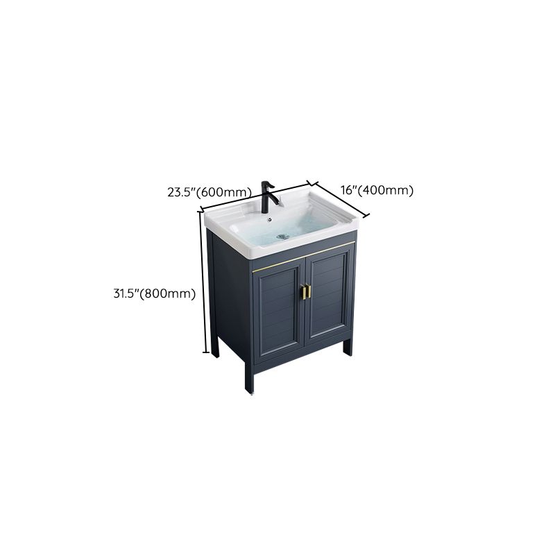 Blue Bath Vanity Freestanding Rectangular 2 Doors Single Sink Metal Frame Bathroom Vanity Clearhalo 'Bathroom Remodel & Bathroom Fixtures' 'Bathroom Vanities' 'bathroom_vanities' 'Home Improvement' 'home_improvement' 'home_improvement_bathroom_vanities' 1200x1200_b8d95f75-16be-4787-a49b-10f9c38116d2