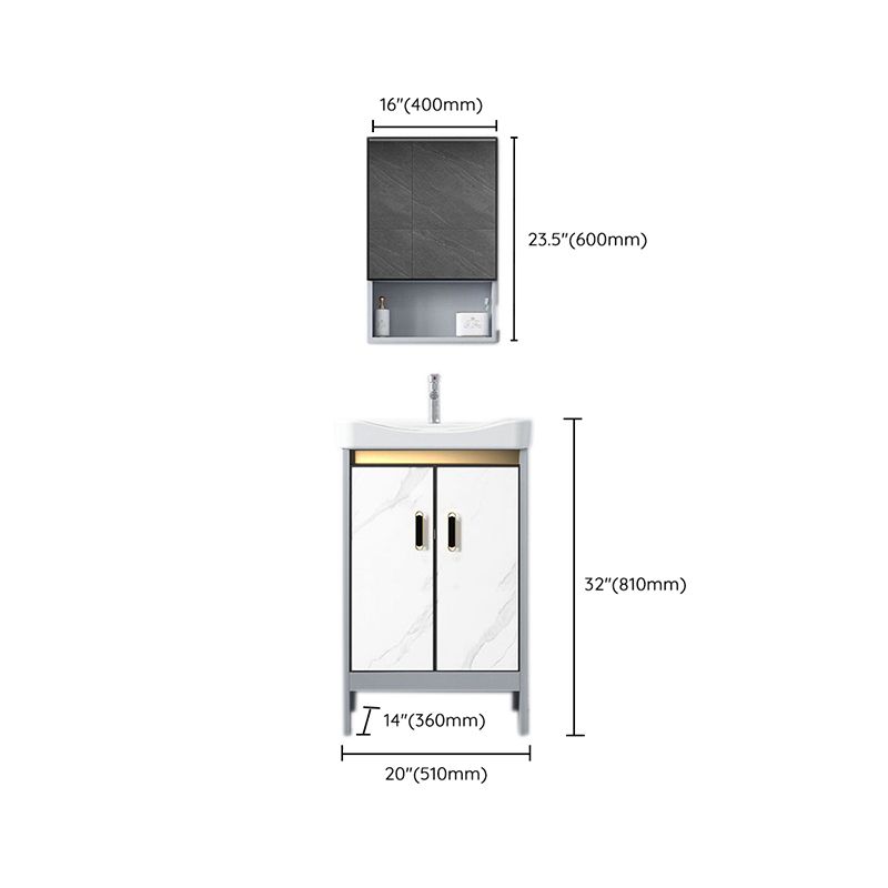 White Vanity Set Single Sink Freestanding Metal Mirror Bathroom Vanity with Faucet Clearhalo 'Bathroom Remodel & Bathroom Fixtures' 'Bathroom Vanities' 'bathroom_vanities' 'Home Improvement' 'home_improvement' 'home_improvement_bathroom_vanities' 1200x1200_b8fea1d0-7fdc-449a-9dab-2abf71d3fd6e