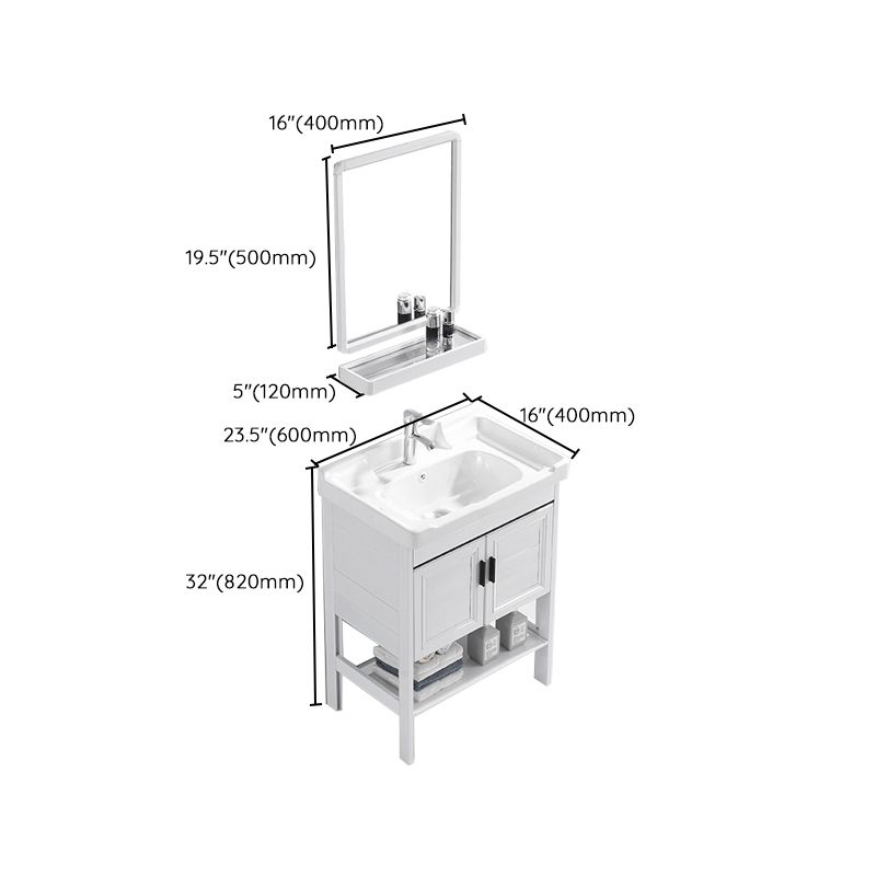 White Vanity Sink Doors Drawer Faucet Storage Shelf Vanity with Mirror Clearhalo 'Bathroom Remodel & Bathroom Fixtures' 'Bathroom Vanities' 'bathroom_vanities' 'Home Improvement' 'home_improvement' 'home_improvement_bathroom_vanities' 1200x1200_b900e908-cf07-43dc-8325-ecc098ad5039