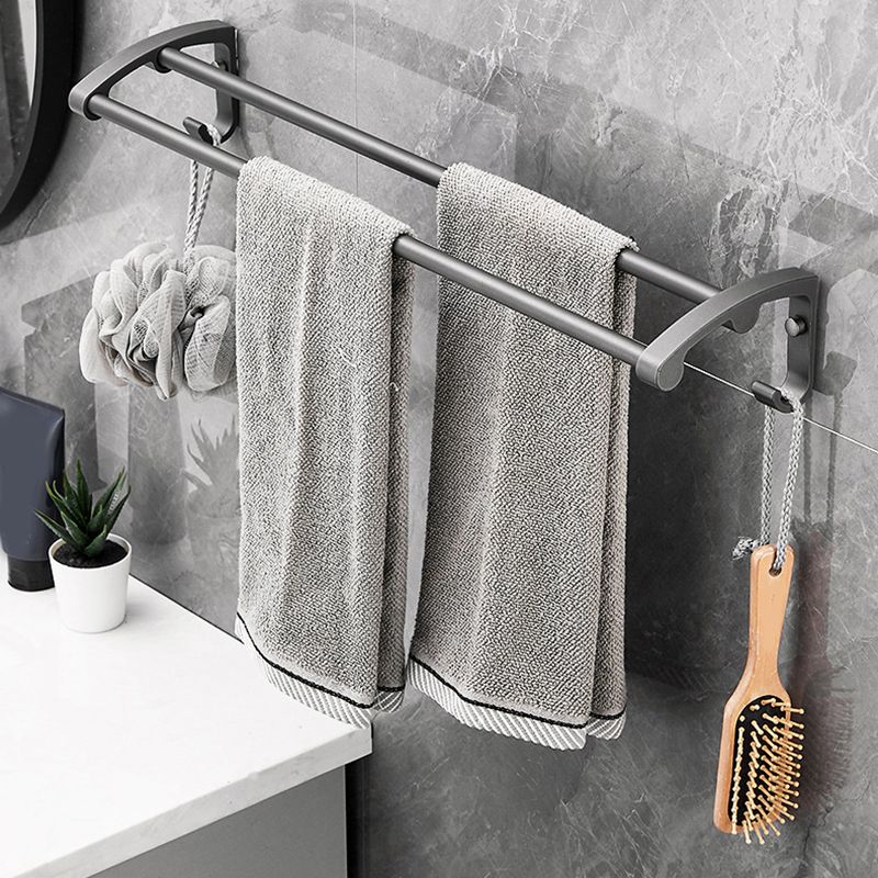 Gray 6/7-Piece Modern Bathroom Accessory Set Bath Shelf/Robe Hooks/Towel Bar Included Clearhalo 'Bathroom Hardware Sets' 'Bathroom Hardware' 'Bathroom Remodel & Bathroom Fixtures' 'bathroom_hardware_sets' 'Home Improvement' 'home_improvement' 'home_improvement_bathroom_hardware_sets' 1200x1200_b95f3bf3-4cb9-4378-af13-f667f89a3afc