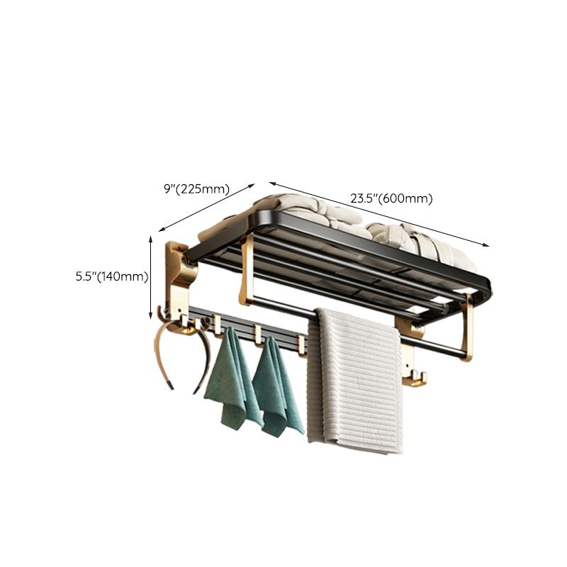 Modernism Bathroom Accessories Hardware Set Black & Golden Bath Shelf/Towel Bar Clearhalo 'Bathroom Hardware Sets' 'Bathroom Hardware' 'Bathroom Remodel & Bathroom Fixtures' 'bathroom_hardware_sets' 'Home Improvement' 'home_improvement' 'home_improvement_bathroom_hardware_sets' 1200x1200_b98ca8a6-64cb-40c5-8dce-e48c65850fac