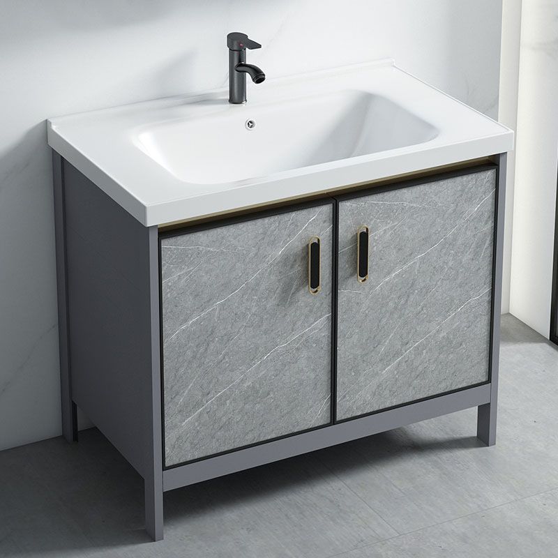 Modern Freestanding Vanity Sink Metal Bathroom Vanity Cabinet with Mirror Cabinet Clearhalo 'Bathroom Remodel & Bathroom Fixtures' 'Bathroom Vanities' 'bathroom_vanities' 'Home Improvement' 'home_improvement' 'home_improvement_bathroom_vanities' 1200x1200_b9a721c6-43b5-4c38-8c5f-270834afde12