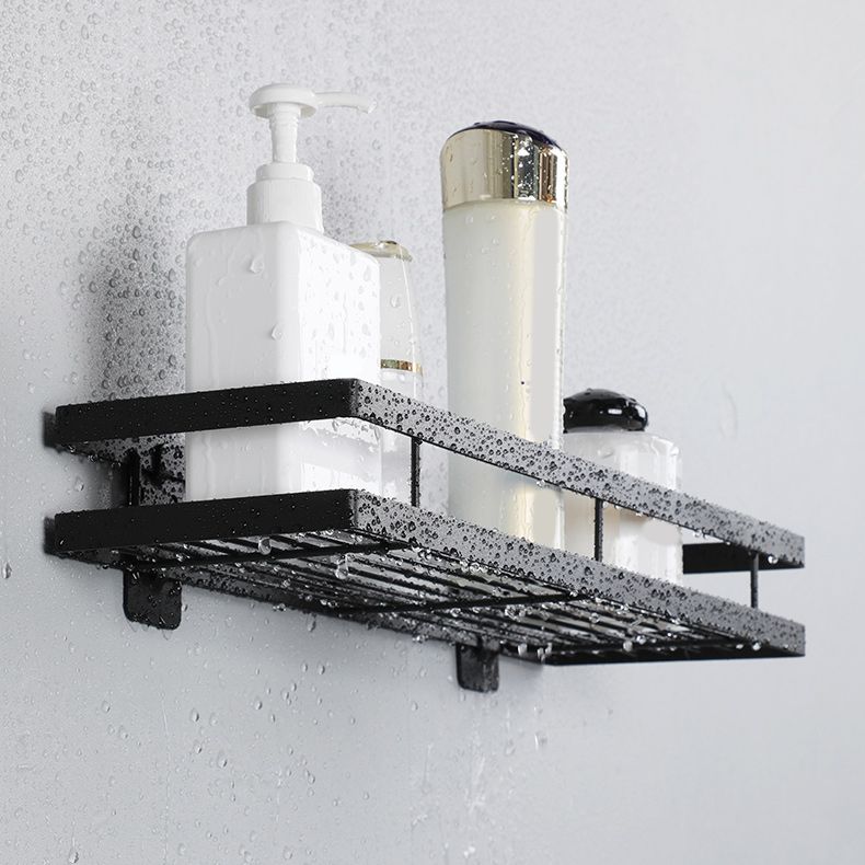 2 Piece Bath Shelf in Matte Black Metal Bathroom Hardware Set Clearhalo 'Bathroom Hardware Sets' 'Bathroom Hardware' 'Bathroom Remodel & Bathroom Fixtures' 'bathroom_hardware_sets' 'Home Improvement' 'home_improvement' 'home_improvement_bathroom_hardware_sets' 1200x1200_b9bd516c-2847-4017-b920-a813aa2251ab