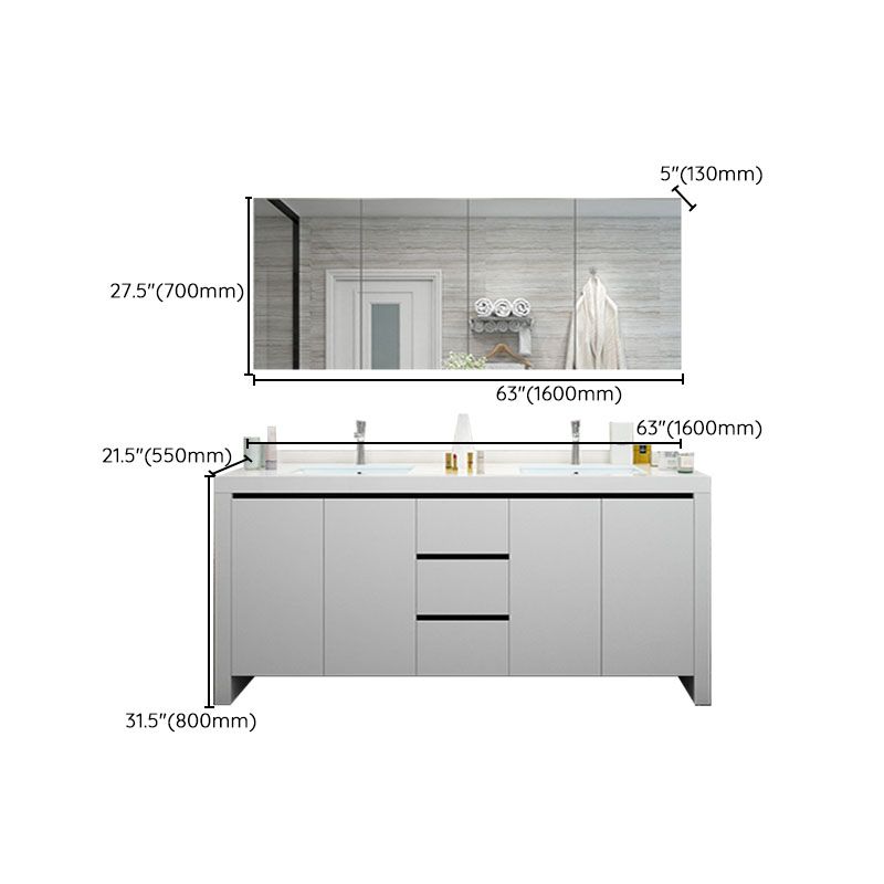 Modern White Wood Sink Vanity Faucet Included with Mirror for Bathroom Clearhalo 'Bathroom Remodel & Bathroom Fixtures' 'Bathroom Vanities' 'bathroom_vanities' 'Home Improvement' 'home_improvement' 'home_improvement_bathroom_vanities' 1200x1200_b9ea1003-b4fe-4fa0-8300-43052f9630c6