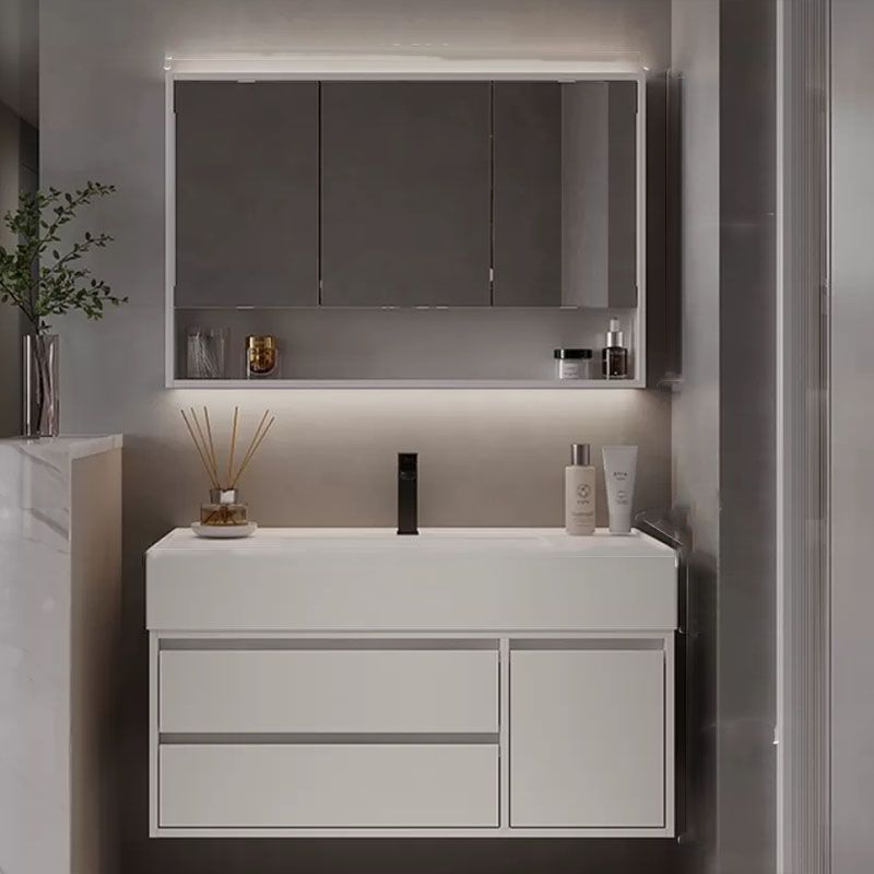 White Modern Rectangular Wall Mounted Standard Bathroom Vanity Set Clearhalo 'Bathroom Remodel & Bathroom Fixtures' 'Bathroom Vanities' 'bathroom_vanities' 'Home Improvement' 'home_improvement' 'home_improvement_bathroom_vanities' 1200x1200_b9fbfcef-0302-4883-80b2-519e49d02eda