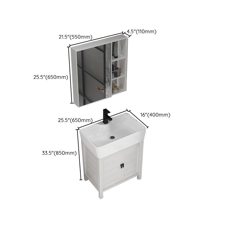 Rectangular Modern Bathroom Vanity White Metal Frame Single-Sink Vanity Set Clearhalo 'Bathroom Remodel & Bathroom Fixtures' 'Bathroom Vanities' 'bathroom_vanities' 'Home Improvement' 'home_improvement' 'home_improvement_bathroom_vanities' 1200x1200_ba180cad-d443-4019-b1c9-26b7a29a671d