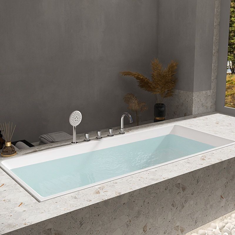 Modern White Embedded Bathtub Acrylic Rectangle with Drain Bath Tub Clearhalo 'Bathroom Remodel & Bathroom Fixtures' 'Bathtubs' 'Home Improvement' 'home_improvement' 'home_improvement_bathtubs' 'Showers & Bathtubs' 1200x1200_ba4d4eef-eff5-4b19-8375-48690ab4855e