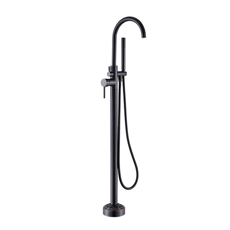 Floor Mounted Metal Freestanding Tub Filler Single Handle Freestanding Faucet with Hose Clearhalo 'Bathroom Remodel & Bathroom Fixtures' 'Bathtub Faucets' 'bathtub_faucets' 'Home Improvement' 'home_improvement' 'home_improvement_bathtub_faucets' 1200x1200_ba50f990-9cb5-4e55-94f6-6fe86f51deaa