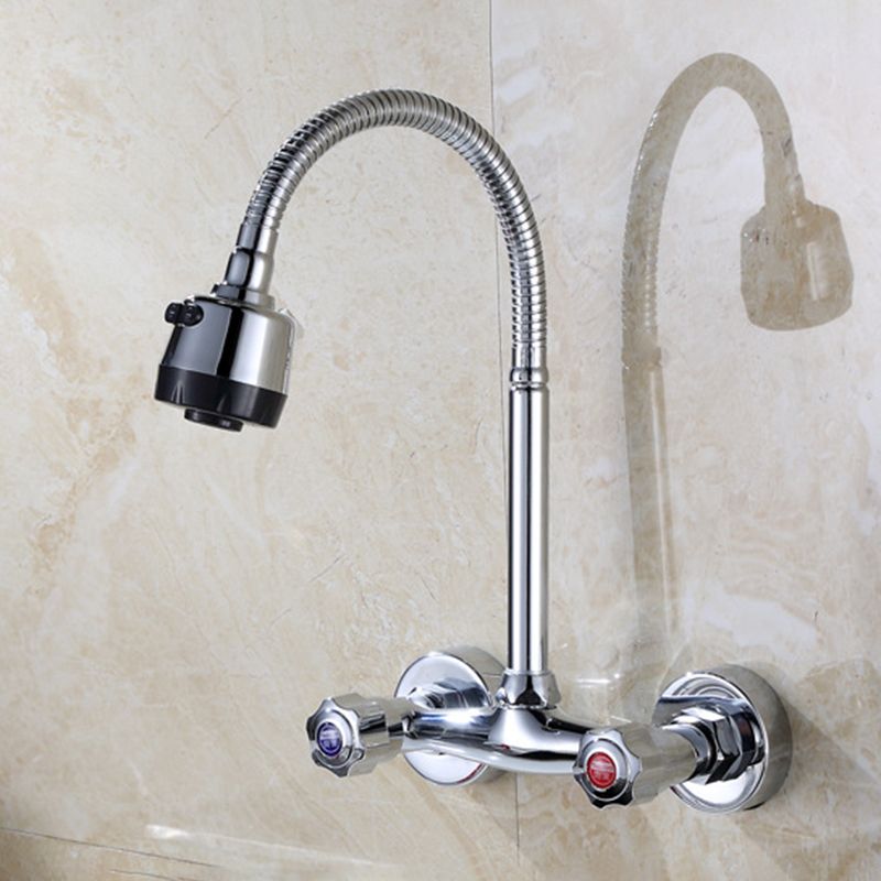 Brass Modern Kitchen Faucet No Sensor 2-Handle Faucet in Nickel Clearhalo 'Home Improvement' 'home_improvement' 'home_improvement_kitchen_faucets' 'Kitchen Faucets' 'Kitchen Remodel & Kitchen Fixtures' 'Kitchen Sinks & Faucet Components' 'kitchen_faucets' 1200x1200_ba6956a0-c1c2-43e6-880e-69fba9e6bfdb