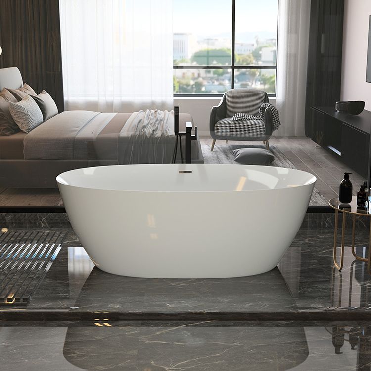 Modern Oval Bathtub Freestanding Acrylic Soaking Back to Wall Bath Clearhalo 'Bathroom Remodel & Bathroom Fixtures' 'Bathtubs' 'Home Improvement' 'home_improvement' 'home_improvement_bathtubs' 'Showers & Bathtubs' 1200x1200_ba78a0a0-9374-4b48-83ea-58e316e51fd5