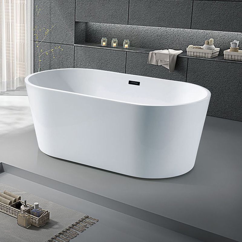 Modern Ellipse Acrylic Bathtub Back to Wall with Drain Bath Tub Clearhalo 'Bathroom Remodel & Bathroom Fixtures' 'Bathtubs' 'Home Improvement' 'home_improvement' 'home_improvement_bathtubs' 'Showers & Bathtubs' 1200x1200_ba903033-1d47-4ca2-a0a2-028584bf7e27