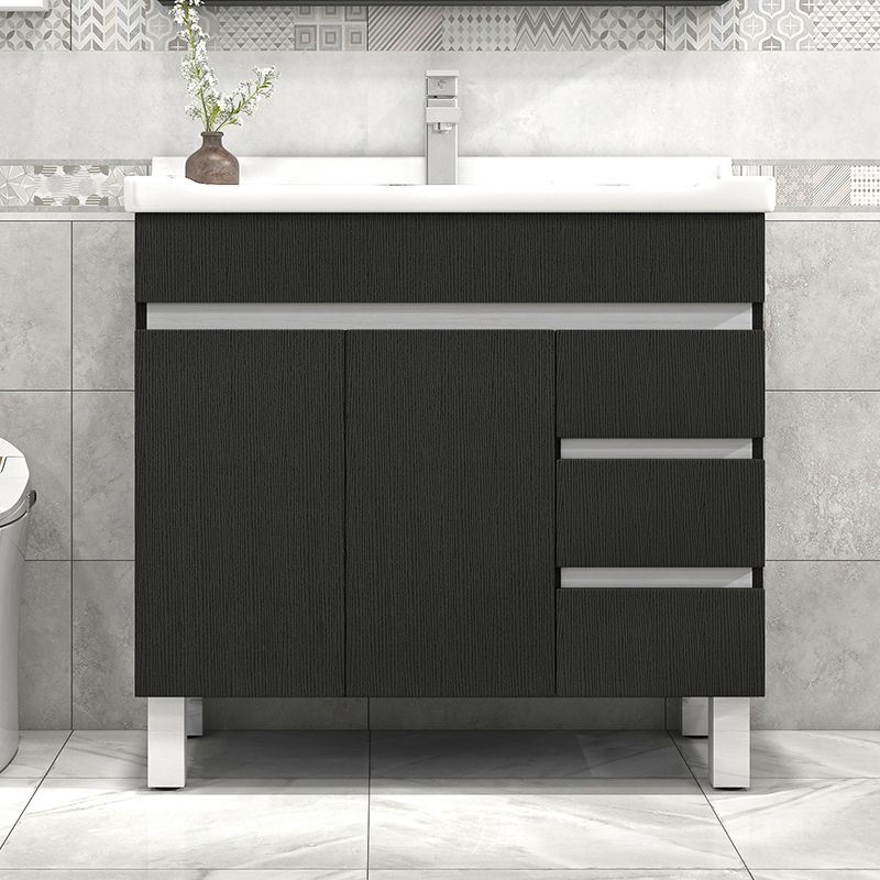 Modern Single Sink Vanity Set Rectangle Ceramic Top Bathroom Vanity Clearhalo 'Bathroom Remodel & Bathroom Fixtures' 'Bathroom Vanities' 'bathroom_vanities' 'Home Improvement' 'home_improvement' 'home_improvement_bathroom_vanities' 1200x1200_bacbdf56-39fd-4475-8ca5-ebc31b3e52d1