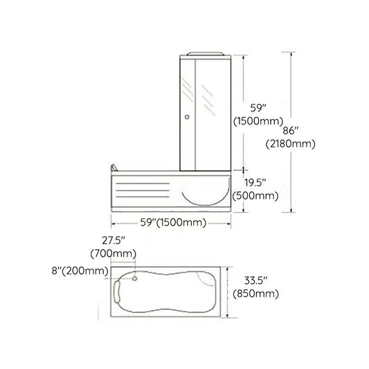 Rounded Tub & Shower Kit Clear Tempered Glass Tub & Shower Kit with Base Kit Clearhalo 'Bathroom Remodel & Bathroom Fixtures' 'Home Improvement' 'home_improvement' 'home_improvement_shower_stalls_enclosures' 'Shower Stalls & Enclosures' 'shower_stalls_enclosures' 'Showers & Bathtubs' 1200x1200_bb042406-0935-44b7-8db9-c3e29578f03b