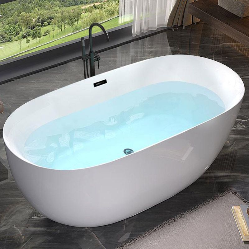 Modern White Acrylic Bathtub Freestand Soaking Bathtub with Drain Bath Tub Clearhalo 'Bathroom Remodel & Bathroom Fixtures' 'Bathtubs' 'Home Improvement' 'home_improvement' 'home_improvement_bathtubs' 'Showers & Bathtubs' 1200x1200_bb0d7dcf-8004-4101-8e27-732edf905eac