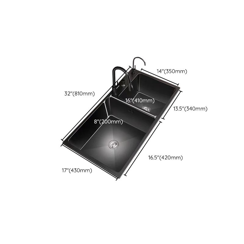 Stainless Steel Double Basin Sink Drop-In Kitchen Sink with Drain Assembly Clearhalo 'Home Improvement' 'home_improvement' 'home_improvement_kitchen_sinks' 'Kitchen Remodel & Kitchen Fixtures' 'Kitchen Sinks & Faucet Components' 'Kitchen Sinks' 'kitchen_sinks' 1200x1200_bb0e2592-6286-43c7-a0ab-e9f35a43652f