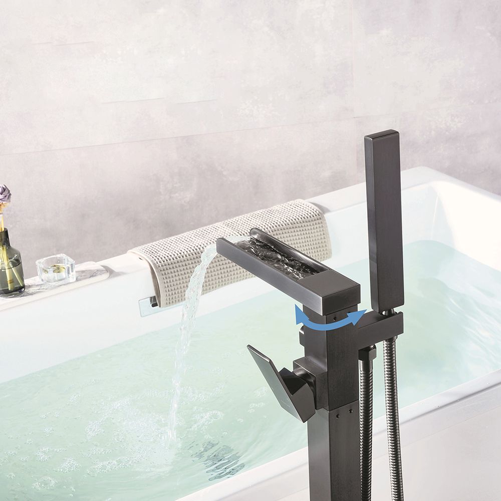 Floor Mounted Metal Freestanding Tub Filler 1 Handle Freestanding Faucet with Hose Clearhalo 'Bathroom Remodel & Bathroom Fixtures' 'Bathtub Faucets' 'bathtub_faucets' 'Home Improvement' 'home_improvement' 'home_improvement_bathtub_faucets' 1200x1200_bb16cf9c-8a1a-4c02-9b9c-eb9333ba4c11