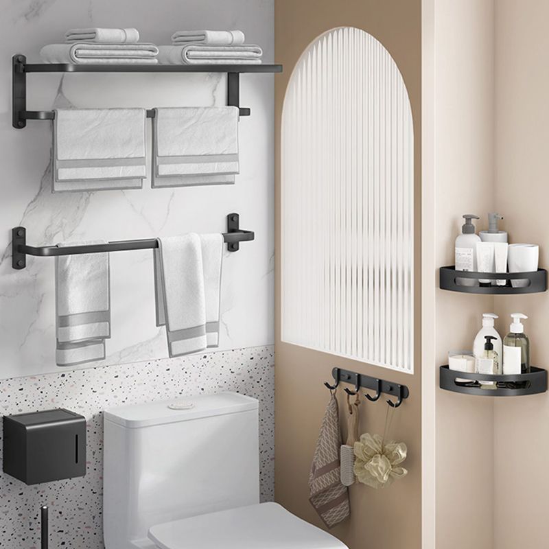 7-Piece Modern Bathroom Accessory Set Matte Black Bathroom Set with Towel Bar/Bath Shelf Clearhalo 'Bathroom Hardware Sets' 'Bathroom Hardware' 'Bathroom Remodel & Bathroom Fixtures' 'bathroom_hardware_sets' 'Home Improvement' 'home_improvement' 'home_improvement_bathroom_hardware_sets' 1200x1200_bb3b9684-0168-410a-aa4e-49cbd6b21f8a