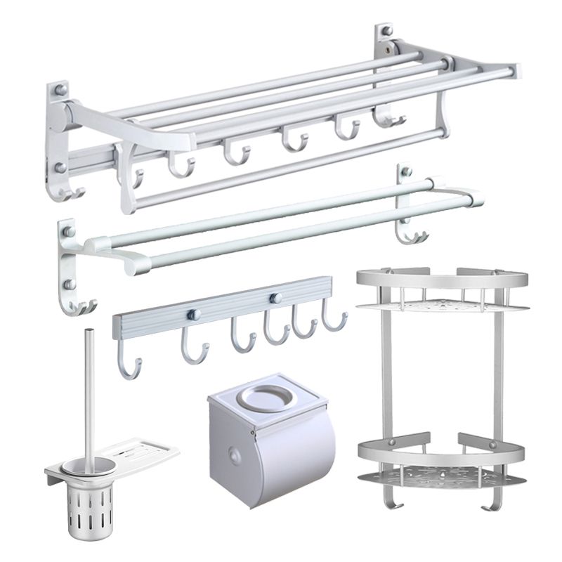 Silver Contemporary Bathroom Hardware Set Stainless Aluminum Bathroom Set Clearhalo 'Bathroom Hardware Sets' 'Bathroom Hardware' 'Bathroom Remodel & Bathroom Fixtures' 'bathroom_hardware_sets' 'Home Improvement' 'home_improvement' 'home_improvement_bathroom_hardware_sets' 1200x1200_bba2ad46-5e5a-414d-9ad3-bfb58159d369