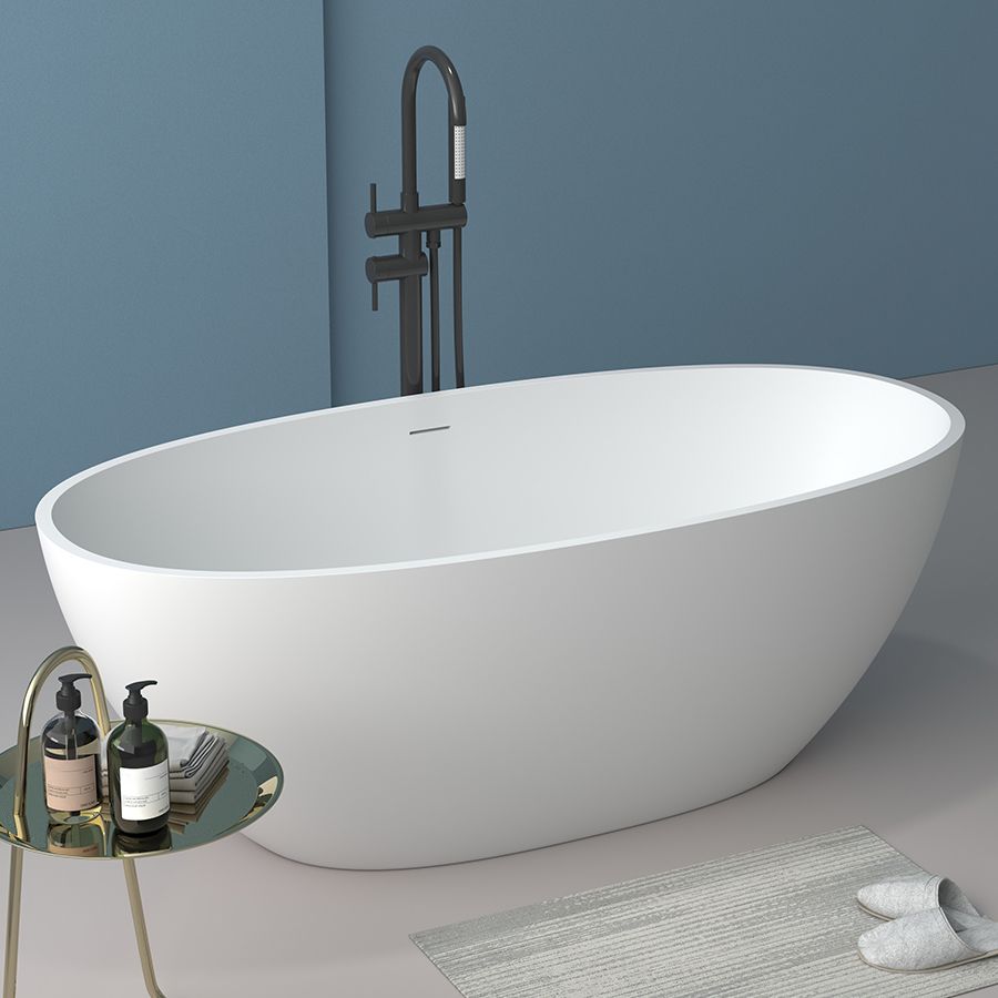 Stone Soaking Bath Antique Finish Oval Back to Wall Bath Tub Clearhalo 'Bathroom Remodel & Bathroom Fixtures' 'Bathtubs' 'Home Improvement' 'home_improvement' 'home_improvement_bathtubs' 'Showers & Bathtubs' 1200x1200_bbc5c6c6-00c2-4473-b180-a3c53ca0c145