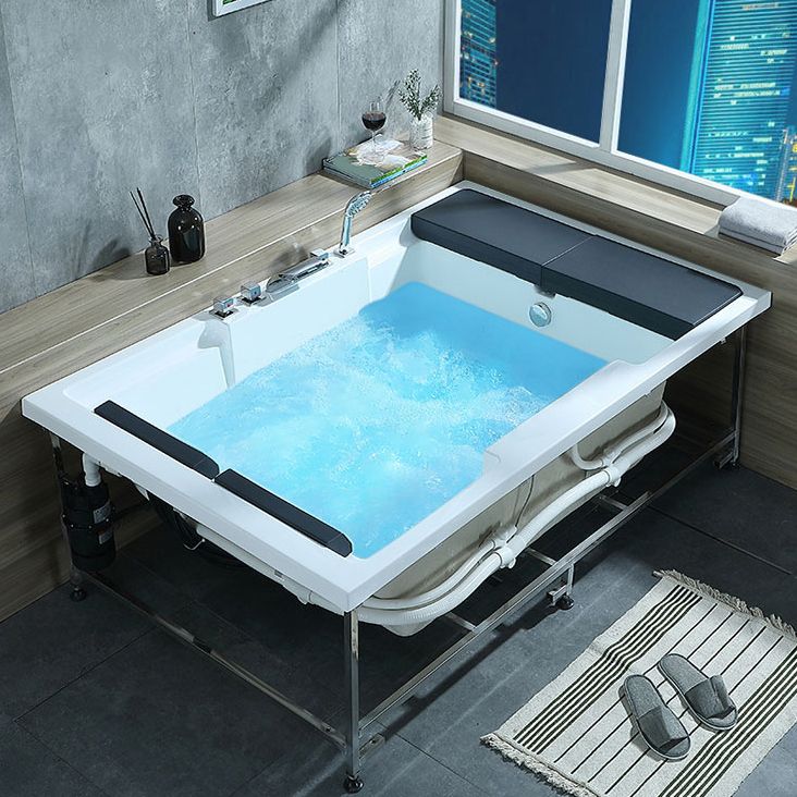 Modern Drop in Bath Acrylic Soaking White Rectangular Bathtub Clearhalo 'Bathroom Remodel & Bathroom Fixtures' 'Bathtubs' 'Home Improvement' 'home_improvement' 'home_improvement_bathtubs' 'Showers & Bathtubs' 1200x1200_bbf18233-5d1d-4a95-b36a-ccc79d966c33