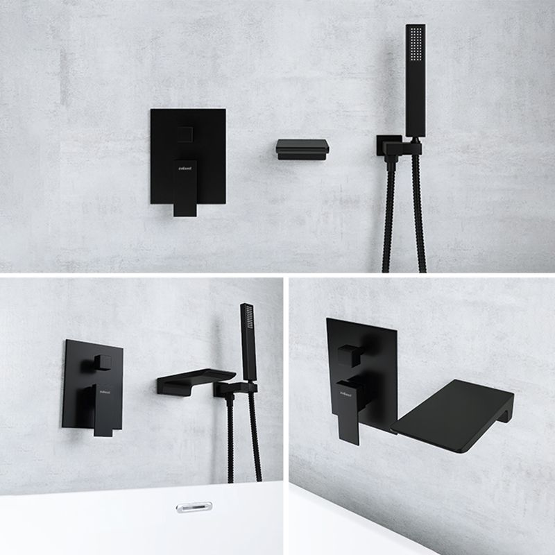 Modern Wall Mounted Metal Tub Filler Single Handle Bathroom Faucet Clearhalo 'Bathroom Remodel & Bathroom Fixtures' 'Bathtub Faucets' 'bathtub_faucets' 'Home Improvement' 'home_improvement' 'home_improvement_bathtub_faucets' 1200x1200_bbf63a54-5fcd-45a7-a1cb-a142d0a71179