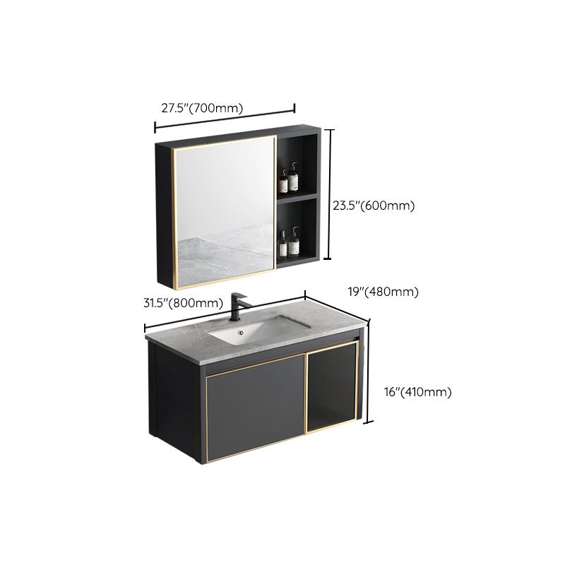 Glam Rectangular Bath Vanity Black Metal Base Single-Sink Bathroom Vanity Clearhalo 'Bathroom Remodel & Bathroom Fixtures' 'Bathroom Vanities' 'bathroom_vanities' 'Home Improvement' 'home_improvement' 'home_improvement_bathroom_vanities' 1200x1200_bc2a1136-0cc7-4c28-bafe-459550e2403c