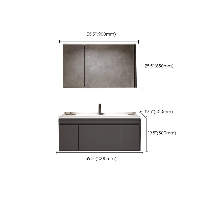 Wall Mount Bathroom Vanity Modern Bathroom Vanity Set with Mirror Clearhalo 'Bathroom Remodel & Bathroom Fixtures' 'Bathroom Vanities' 'bathroom_vanities' 'Home Improvement' 'home_improvement' 'home_improvement_bathroom_vanities' 1200x1200_bc2d5234-c7a2-42da-8369-65b8da6cb7db