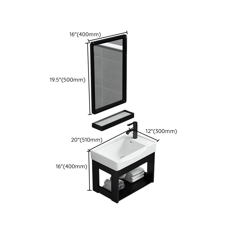 Black Bath Vanity Rectangular Single Sink Wall Mounted Metal Frame Bathroom Vanity Clearhalo 'Bathroom Remodel & Bathroom Fixtures' 'Bathroom Vanities' 'bathroom_vanities' 'Home Improvement' 'home_improvement' 'home_improvement_bathroom_vanities' 1200x1200_bc3afc3c-0561-4f14-9917-578487a6a1d6