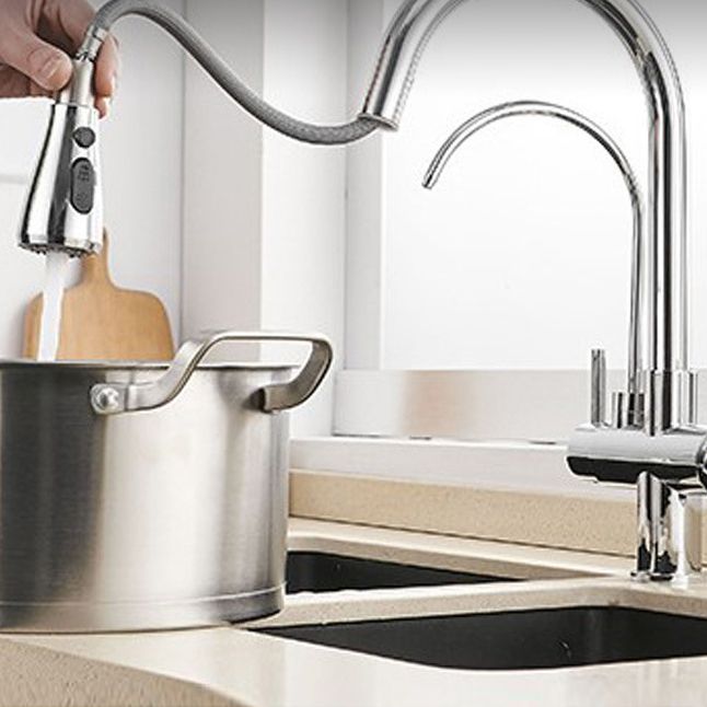 Modern 2-Handle Kitchen Faucet with Sprayer and Water Dispenser Bar Faucet Clearhalo 'Home Improvement' 'home_improvement' 'home_improvement_kitchen_faucets' 'Kitchen Faucets' 'Kitchen Remodel & Kitchen Fixtures' 'Kitchen Sinks & Faucet Components' 'kitchen_faucets' 1200x1200_bc440bf2-ef3d-4573-bedb-de8efbe506df