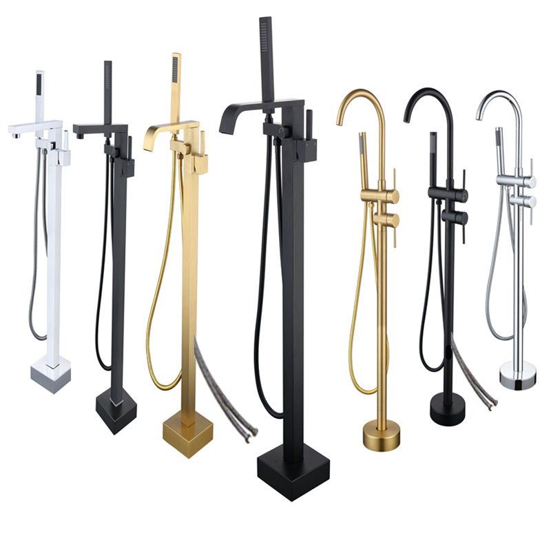 Floor Mounted Metal Freestanding Tub Filler 1 Handle Freestanding Bathtub Faucet Clearhalo 'Bathroom Remodel & Bathroom Fixtures' 'Bathtub Faucets' 'bathtub_faucets' 'Home Improvement' 'home_improvement' 'home_improvement_bathtub_faucets' 1200x1200_bc4bf6da-f838-45fd-a5fe-f3489bbf4660