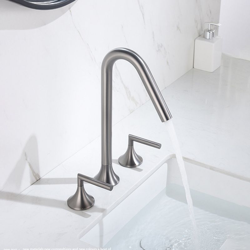 13 Inches Swivel Widespread Bathroom Faucet with Drain 2-Handle Bathroom Sink Faucet Clearhalo 'Bathroom Remodel & Bathroom Fixtures' 'Bathroom Sink Faucets' 'Bathroom Sinks & Faucet Components' 'bathroom_sink_faucets' 'Home Improvement' 'home_improvement' 'home_improvement_bathroom_sink_faucets' 1200x1200_bc623251-c50e-4fdd-ac16-3ce0af28d78d