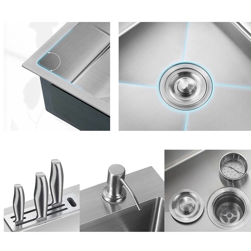 Contemporary Stainless Steel Kitchen Sink with Faucet Single Bowl Sink Clearhalo 'Home Improvement' 'home_improvement' 'home_improvement_kitchen_sinks' 'Kitchen Remodel & Kitchen Fixtures' 'Kitchen Sinks & Faucet Components' 'Kitchen Sinks' 'kitchen_sinks' 1200x1200_bc8af052-b9b7-435b-b292-05dba083cb50