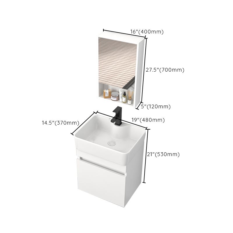 Rectangular Single Sink Bathroom Vanity Modern White Wall Mount Vanity Set Clearhalo 'Bathroom Remodel & Bathroom Fixtures' 'Bathroom Vanities' 'bathroom_vanities' 'Home Improvement' 'home_improvement' 'home_improvement_bathroom_vanities' 1200x1200_bcba6aa7-ecb7-4a92-b543-c5e9785ac695