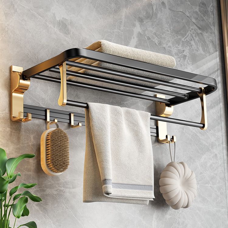 Black and Brass Bathroom Accessory Set Contemporary Bath Set with Bath Shelf/Towel Bar Clearhalo 'Bathroom Hardware Sets' 'Bathroom Hardware' 'Bathroom Remodel & Bathroom Fixtures' 'bathroom_hardware_sets' 'Home Improvement' 'home_improvement' 'home_improvement_bathroom_hardware_sets' 1200x1200_bcba9fb5-12a0-4e27-8ffa-b0f86d2263d5