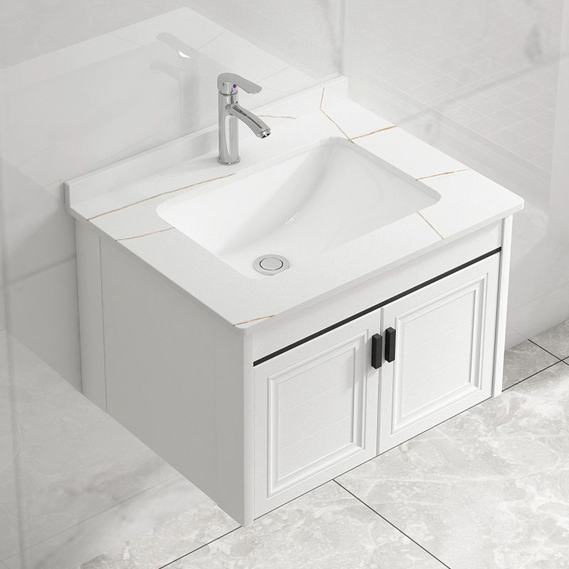 White Modern Single-Sink Wall Mount Open Console with Sink Set Clearhalo 'Bathroom Remodel & Bathroom Fixtures' 'Bathroom Vanities' 'bathroom_vanities' 'Home Improvement' 'home_improvement' 'home_improvement_bathroom_vanities' 1200x1200_bcd08b0c-20f2-46ca-bdae-cc3b51ebd0a3