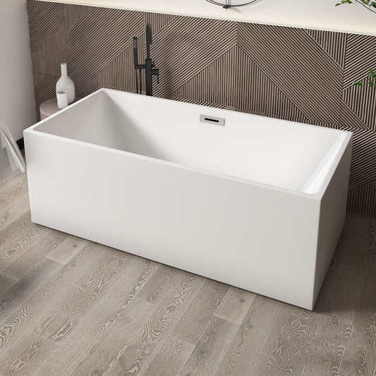 Modern Rectangular Bathtub with Internal Drain White Acrylic Soaking Tub Clearhalo 'Bathroom Remodel & Bathroom Fixtures' 'Bathtubs' 'Home Improvement' 'home_improvement' 'home_improvement_bathtubs' 'Showers & Bathtubs' 1200x1200_bcd3539c-c4c0-4529-9fb7-8291590e7ead