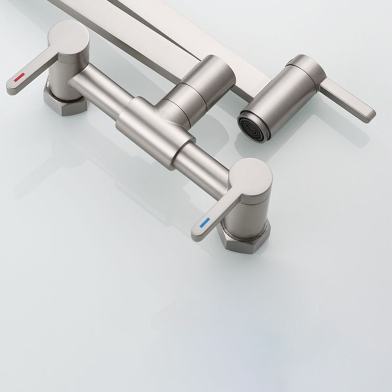 Modern Pull Down 2-Handle Pot Filler Low Profile Wall-mounted Faucet Clearhalo 'Home Improvement' 'home_improvement' 'home_improvement_kitchen_faucets' 'Kitchen Faucets' 'Kitchen Remodel & Kitchen Fixtures' 'Kitchen Sinks & Faucet Components' 'kitchen_faucets' 1200x1200_bce48d50-d690-4278-9ead-661e22845f24