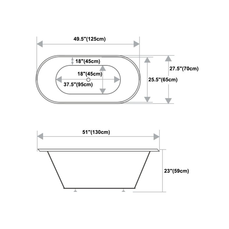 Modern Oval Drop-in Bath Tub 23.22" H White Acrylic Bathtub for Home Clearhalo 'Bathroom Remodel & Bathroom Fixtures' 'Bathtubs' 'Home Improvement' 'home_improvement' 'home_improvement_bathtubs' 'Showers & Bathtubs' 1200x1200_bcf937de-50f9-40bd-a351-2e67b3eb655e