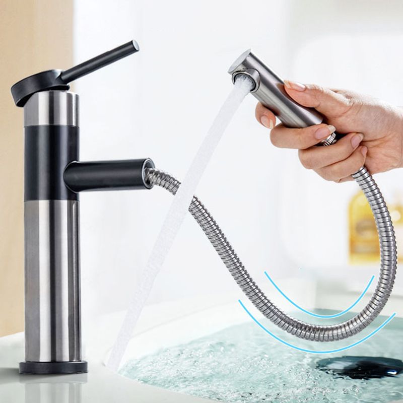 Glam 1-Handle Bathroom Sink Faucet 1 Hole Vessel Sink Bathroom Faucet with Stainless Steel Clearhalo 'bathroom_sink_faucets' 'Conjunta de Baño y Conjunta de Grifo' 'Coronamiento de Baño y Dispositivo de Baño' 'Grifo del lavabo del baño' 'Hogar' 'home_improvement' 'home_improvement_bathroom_sink_faucets' 'Mejoras para el hogar' 1200x1200_bd16f145-b550-422e-b42d-78ddcfac0ab5