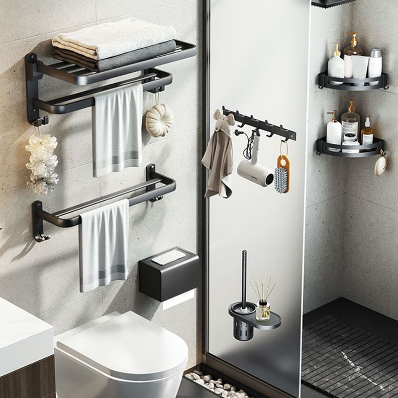 Modern Bath Hardware Set Black Bath Shelf Paper Holder Bathroom Accessory Kit Clearhalo 'Bathroom Hardware Sets' 'Bathroom Hardware' 'Bathroom Remodel & Bathroom Fixtures' 'bathroom_hardware_sets' 'Home Improvement' 'home_improvement' 'home_improvement_bathroom_hardware_sets' 1200x1200_bd2af7f4-bc88-4290-9aee-ade41a5de2d0