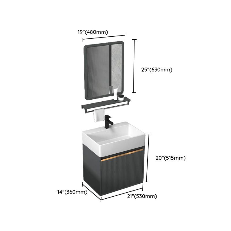 Modern Bathroom Vanity Metal Base Wall-Mounted with Soft Close Door Clearhalo 'Bathroom Remodel & Bathroom Fixtures' 'Bathroom Vanities' 'bathroom_vanities' 'Home Improvement' 'home_improvement' 'home_improvement_bathroom_vanities' 1200x1200_bd5c1b8c-1324-4b97-83b1-9a484042ff06