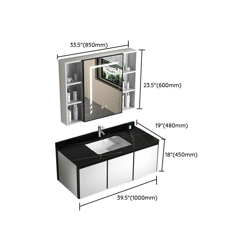 Modern Vanity Set Metal Frame Wall-Mounted with Soft Close Door Clearhalo 'Bathroom Remodel & Bathroom Fixtures' 'Bathroom Vanities' 'bathroom_vanities' 'Home Improvement' 'home_improvement' 'home_improvement_bathroom_vanities' 1200x1200_bd5fef3a-6fb6-4962-81d1-c32ad30c0c8b