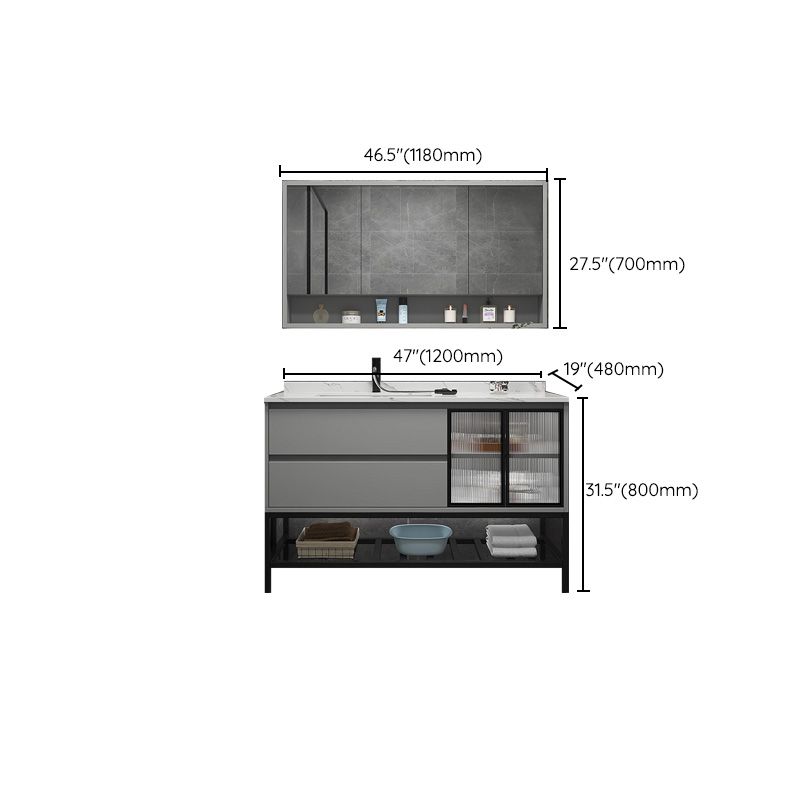 Modern Vanity Set Single Gray Rectangular Wall Mount Bath Vanity Clearhalo 'Bathroom Remodel & Bathroom Fixtures' 'Bathroom Vanities' 'bathroom_vanities' 'Home Improvement' 'home_improvement' 'home_improvement_bathroom_vanities' 1200x1200_bd61131e-feeb-4f9a-b3b1-04a56a86c617