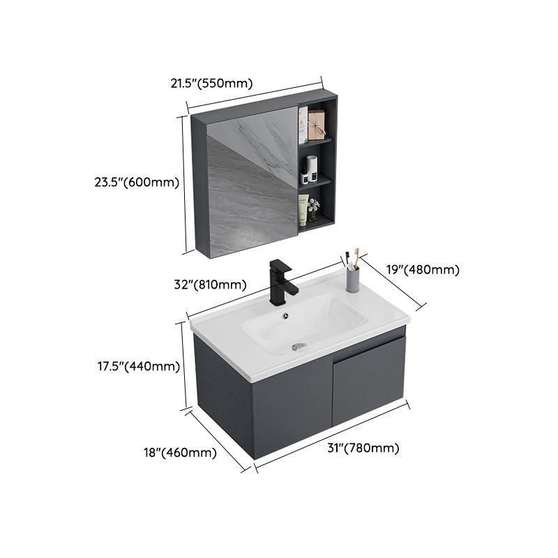 Wall Mounted Bathroom Vanity Modern Metal Vanity Set with Sink Included Clearhalo 'Bathroom Remodel & Bathroom Fixtures' 'Bathroom Vanities' 'bathroom_vanities' 'Home Improvement' 'home_improvement' 'home_improvement_bathroom_vanities' 1200x1200_bd9169e8-925d-42a2-9b76-dd33b1bc1667