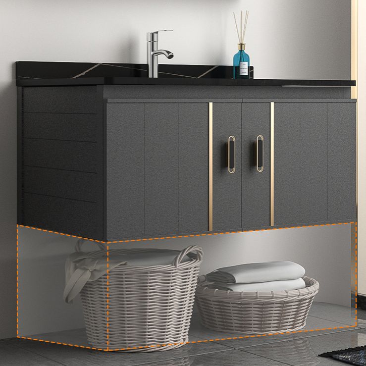 Wall Mount Bathroom Vanity Gray Glam Metal Frame Rectangular Vanity Set Clearhalo 'Bathroom Remodel & Bathroom Fixtures' 'Bathroom Vanities' 'bathroom_vanities' 'Home Improvement' 'home_improvement' 'home_improvement_bathroom_vanities' 1200x1200_bd937065-61d2-40a0-88c3-bf11cf9392d1