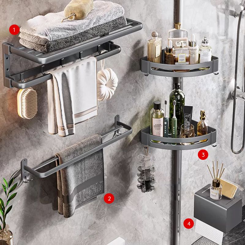 Modern Bathroom Accessories Hardware Set Grey Towel Bar Bath Shelf Bath Hardware Set Clearhalo 'Bathroom Hardware Sets' 'Bathroom Hardware' 'Bathroom Remodel & Bathroom Fixtures' 'bathroom_hardware_sets' 'Home Improvement' 'home_improvement' 'home_improvement_bathroom_hardware_sets' 1200x1200_bdb2258f-3cf7-4cd6-9423-d8536e374f15